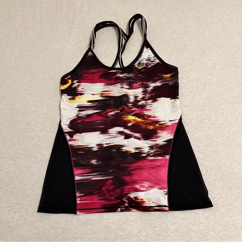 Lululemon Athletica Abstract Pink and Black Tank‎ Top